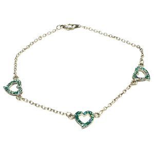 Hearts Charm Bracelet/Anklet Glitter Green #1279